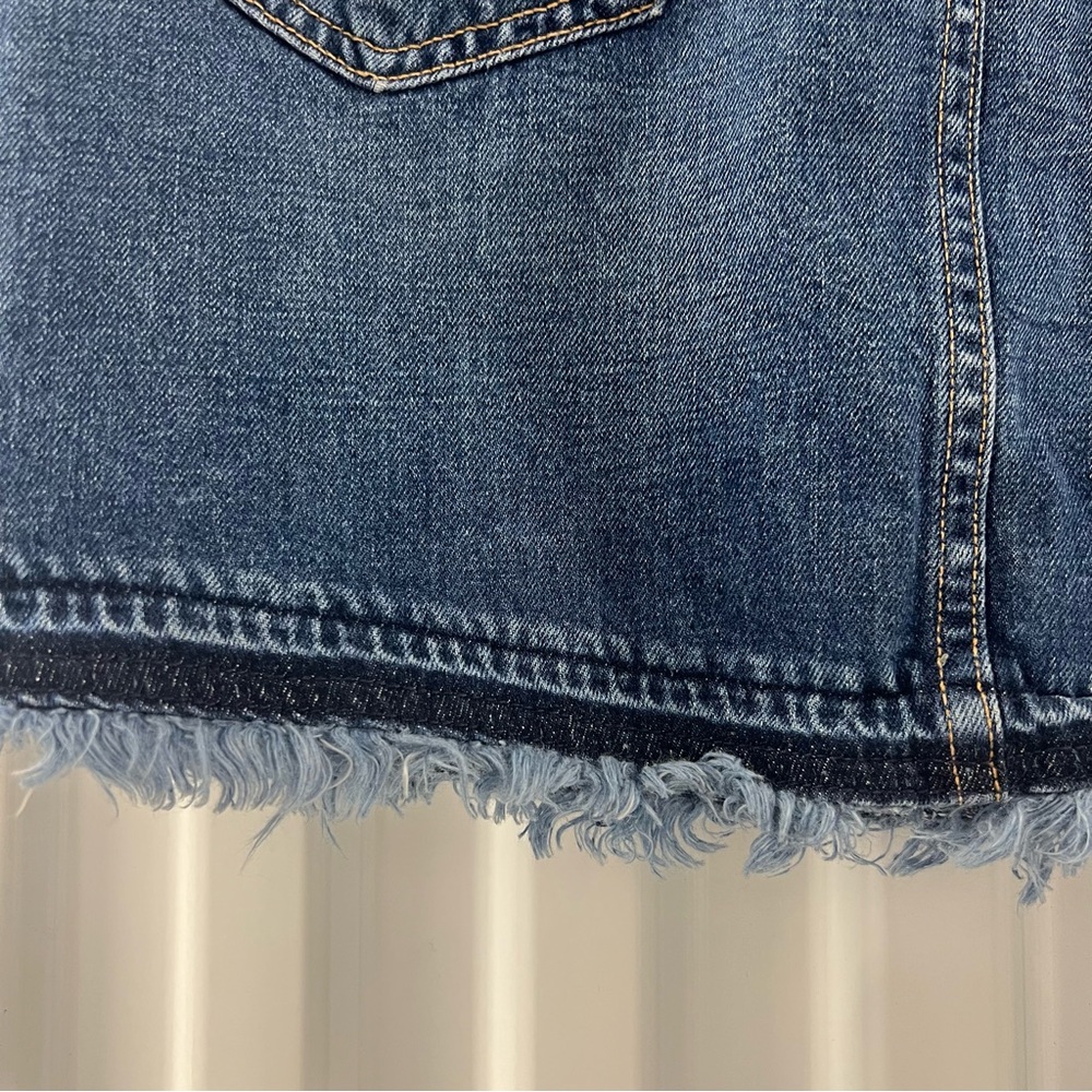 Rag & Bone Jean Skirt 27 Womens Blue Denim Dive Short Fring Hem Cotton Mini - Picture 3 of 5